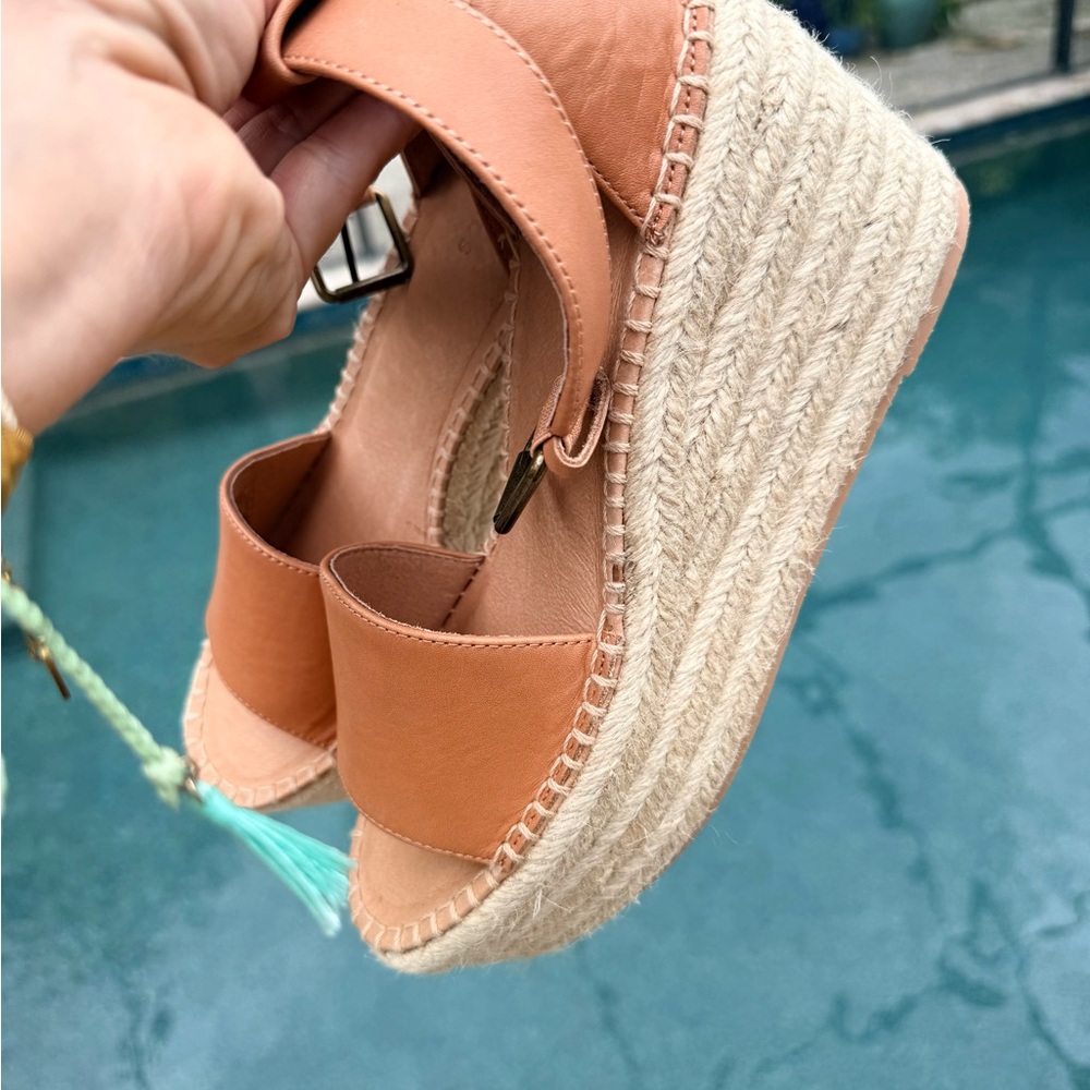 Soludos minorkas Tan Leather Espadrille Platform Sandals nwt 8 - Picture 5 of 9